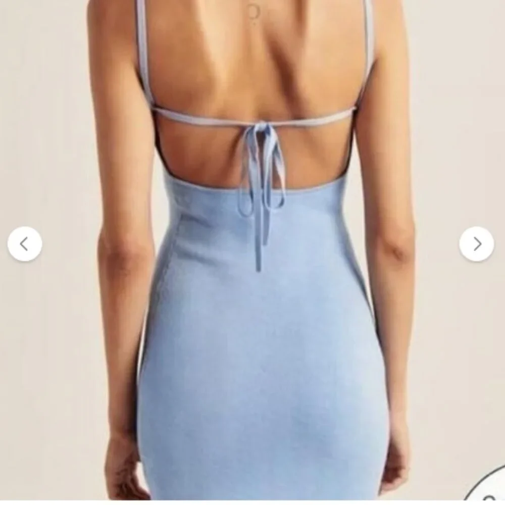 Abercrombie & Fitch Light Blue Mini Knit Dress - Size XS - Picture 2 of 8